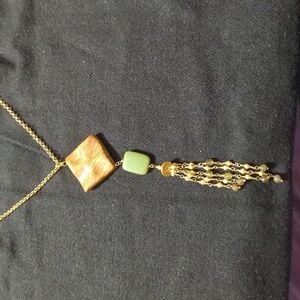 Rivka Friedman 18k Gold Clad Gemstone Dangle Y Shape Pendant Statement Necklace